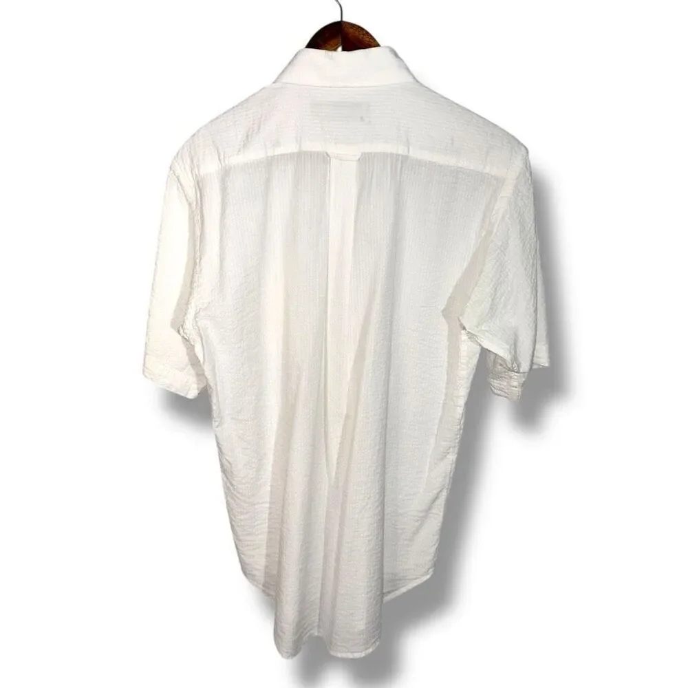 White Jordan Lash Summer Cotton Seersucker S/S Button Down Size M